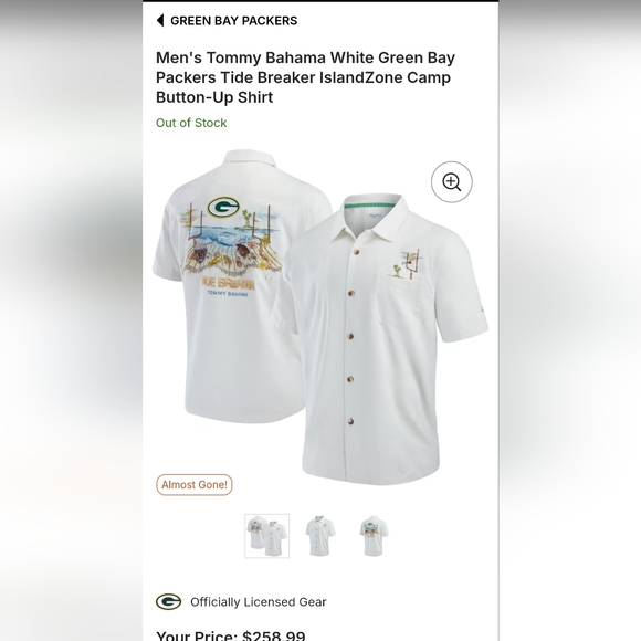 Tommy Bahama Men's White Green Bay Packers Tide Breaker IslandZone Camp...